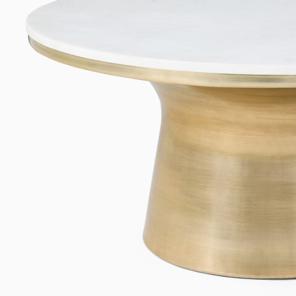 Marble-Topped Pedestal Coffee Table (77 cm) - West Elm Australia